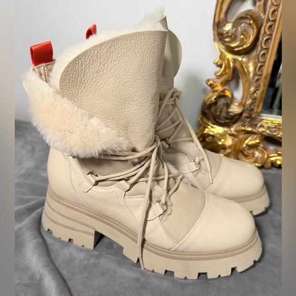 Beautiisoles Shoes - Beautisoles Beige Leather Winter Boots